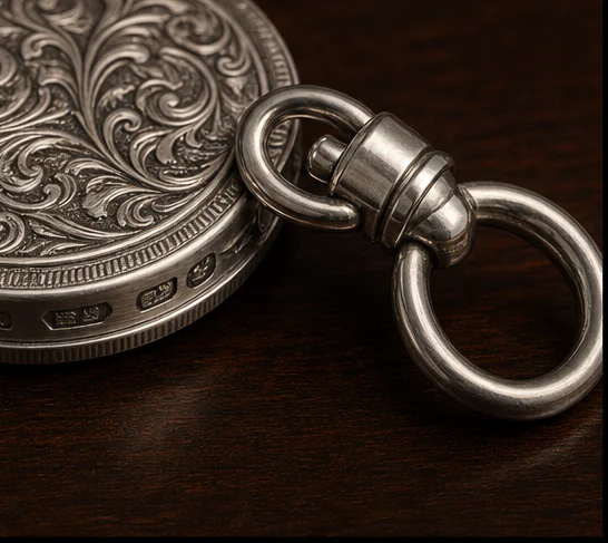 Close view of the oxblood enamel and four compass-point diamonds