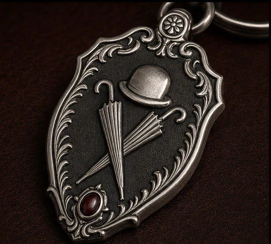The Editor’s Cipher presented as an ornate silver key fob