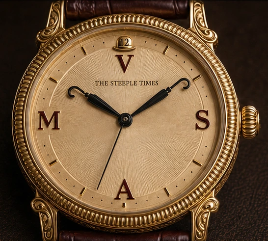 Close view of the champagne No. 12 Gilt dial